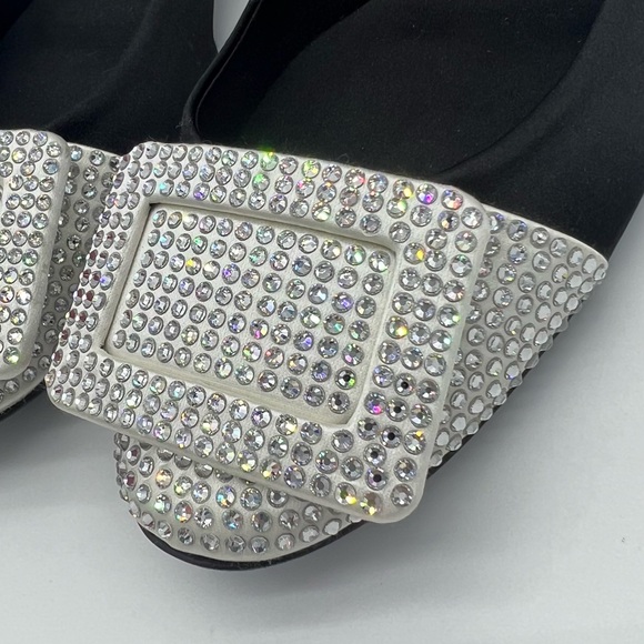 Authentic Roger Vivier Black Satin white Swarovski Crystals ballerina - Picture 10 of 14